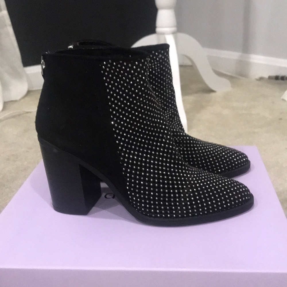 Madden Girl Black Studded Ankle Boots